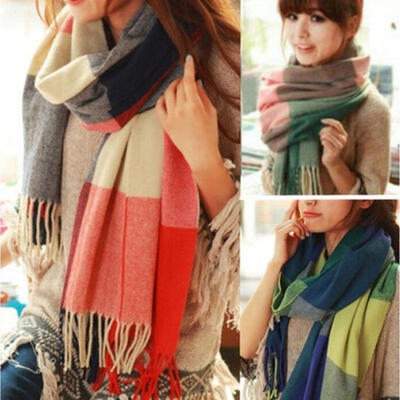 

NEW FASHION WOMEN CASHMERE SCARF MADE IN SCOTLAND PLAID DESIGN SUPER SOFT UNISEX