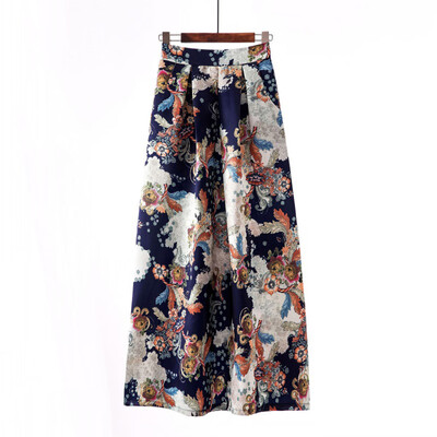 

Roseonmyhand Ladies Spring And Summer Print Fashion Casual Skirt Retro Big Skirt