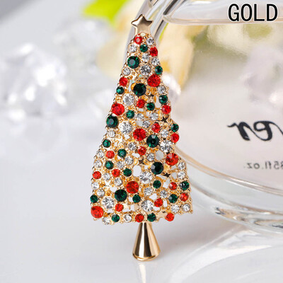 

New Fashion Women Ladies Christmas Accessories Xmas Tree Colorful Crystal Diamond Christmas Tree Brooch Pin Jewelry Christmas Gift