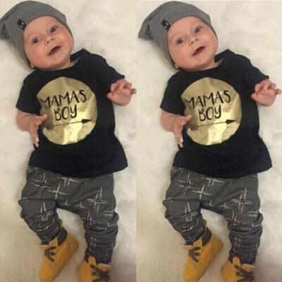 

Baby Boys Newborn 100 Cotton Outfits Set Jumper Shirt TopsPants 2pcs Clothes