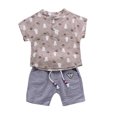 

Baby summer fashion clothes set cartoon print t-shirt cotton soft comfortable shorts for 0-4T