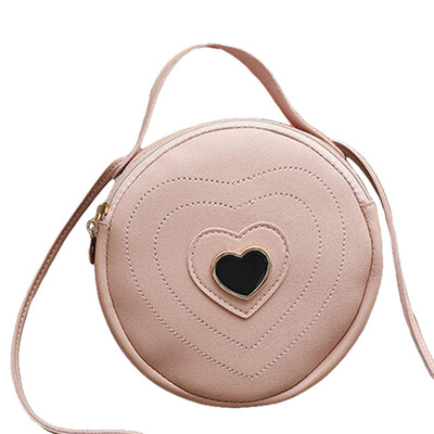 

Cute Round Shape Heart Pattern Women Zipper Crossbody Shoulder Bag Tote Handbag