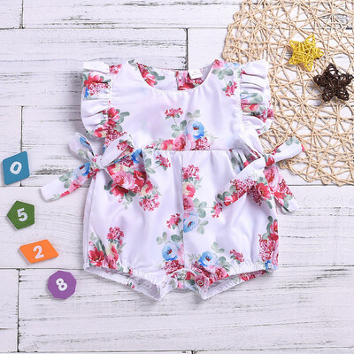 

Newborn Baby Girls Ruffle Floral Print Bow Romper Bodysuit Jumpsuit Clothes