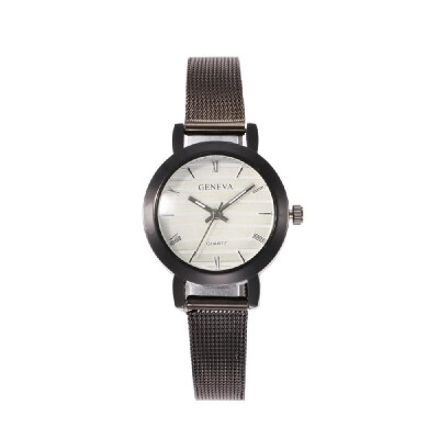 

Simple Roman Numeral Time Quartz Watch Women Fashion Alloy Mesh Band Wrist Watch