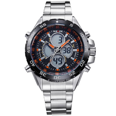 

WEIDE WH1103 Dual Display Two Movement Quartz Digital Men Watch 3ATM Waterproof LCD Backlight Auto Date Day Week Alarm Stopwatch W