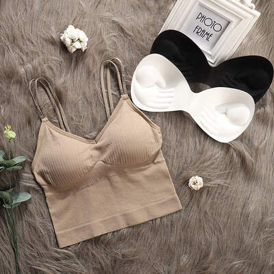 

Summer New Letter Sling Beauty Back Sexy Bottoming Seamless Vest Removable Padded Camisole