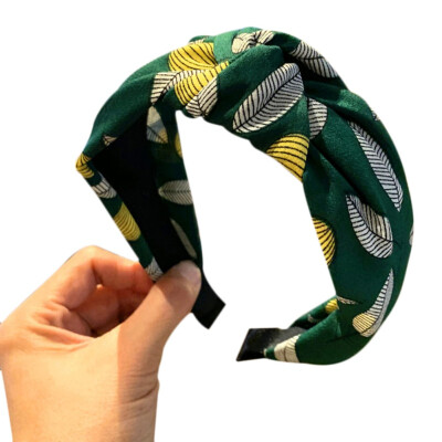 

Kawaii Headband Women Twist Bowknot Leaf Floral Print Turban Hairband Ladies Headwear