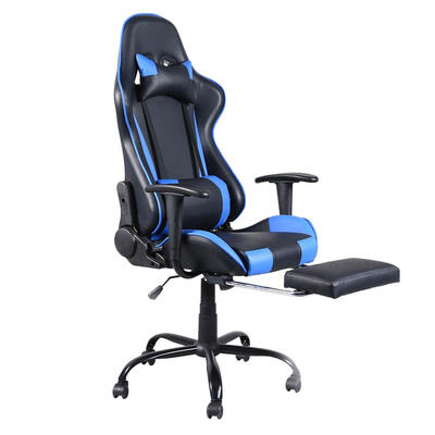 

Gaming Chair Office Chair High Back Swivel Chair Racing with Footrest Tier Black & Blue
