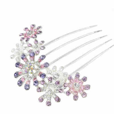 

Pearl Flowers Wedding Crystal Rhinestone Five - toothed Hair Comb Clip Comb for Hair Wedding Hair Ornaments