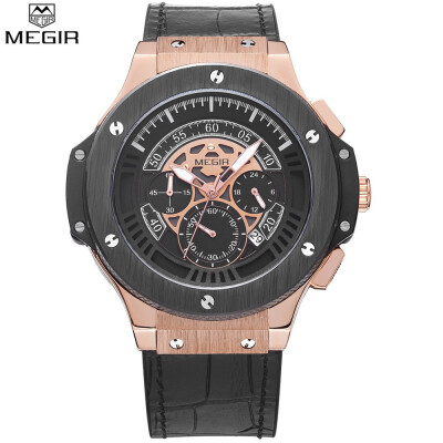 

Megger MEGIR 2035-2 Mens Quartz Watch Three Eyes Casual Fashion Multifunction Business Watch