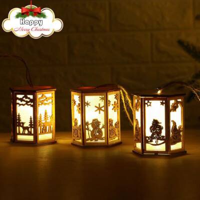 

〖Follure〗LED Light Wooden Dolls House Villa Christmas Ornaments Xmas Tree Hanging Decor