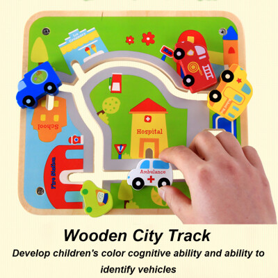 

Siaonvr Wooden Learning Puzzle Teaching Scene Pairing Educational Urban Track Kids Toys