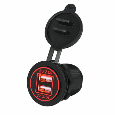 

1pc Car Cigarette Lighter Socket LED 21A Dual USB Charger Power Outlet 12V24V
