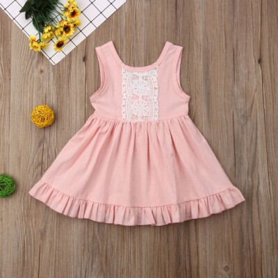 

Toddler Baby Sister Girls Sleeveless Vest Lace Princess Dress Backless Dresses