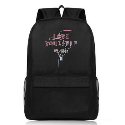 

BTS Teenage Backpack Korean Bangtan Letter Print Boy Girl School Backpacks Black Travel Book Bag Laptop Backpack