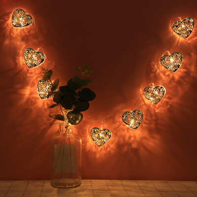 

〖Follure〗Metal Hollow Love Lights String House Party Decor Striking With10 LED Beads