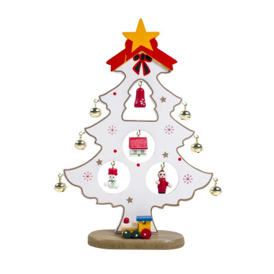 

New Hot Wooden Christmas Tree Desktop Decoration With Bells Christmas Ornament Trees With Children Gift Home Party Decor