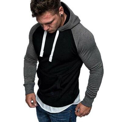 

Men Slim Fit Athletic Gym Muscle Hoodies T-shirt Tops Hooded Long Sleeve Blouse