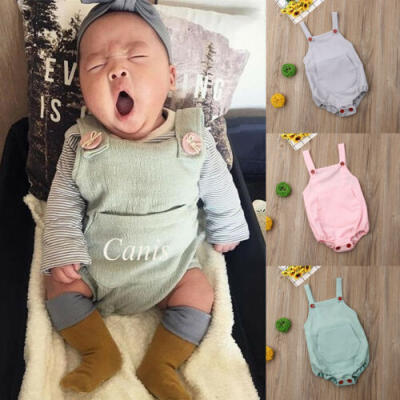 

UK Newborn Baby Boy Girl Romper Bodysuit Sunsuit Outfits Solid Clothes One-Piece