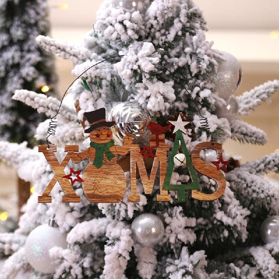 

Creative Christmas Wooden Bell Pendant Santa Snowman Elk Letter Pendant Merry Christmas Sign Window Hanging Christmas Decoration