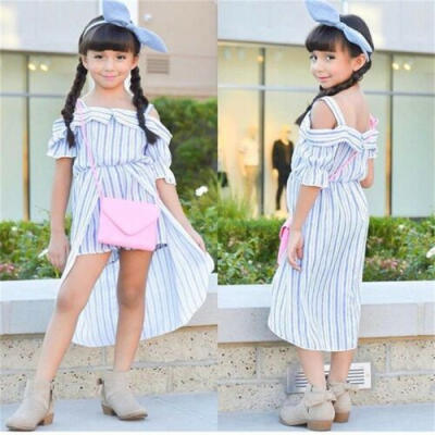 

Toddler Kids Baby Girl Striped Clothes Romper Bodysuit Jumpsuit Outfits Dress