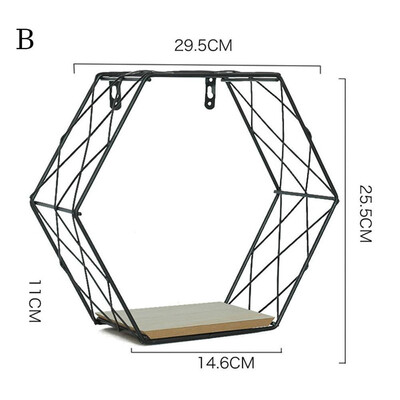 

Siaonvr Iron Hexagonal Grid Wall Shelf Combination Hanging Geometric Figure Decoration