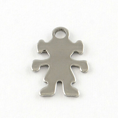 

201 Stainless Steel Pendants Girl Silhouette Pendants Smooth Surface Stainless Steel Color 155x11x1mm Hole 2mm