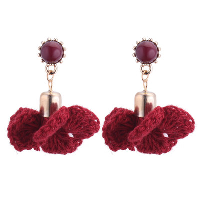 

Vintage Alloy Knitted Flower Dangle Earrings Woman Charm Party Jewelry Gift