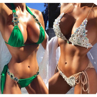 

Women&39s Sexy Crystal Bandage Bikini Set Push Up Padded Swimwear Swimsuit Bathing
