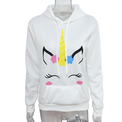 

Women Hoodies Autumn Winter Hooded Sweatshirt Harajuku Unicorn Print Pullover Tracksuit Streetwear