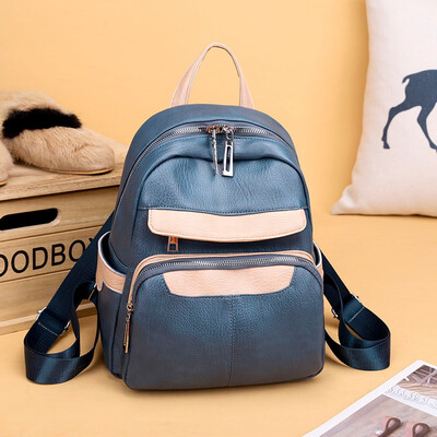 

Tailored Fashion Womens Zipper Multi-Function Large Capacity Leather Backpack Travel Bag