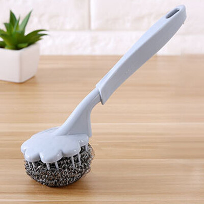 

〖Follure〗Stainless Steel Wire Ball Washing Pot Brush With Handle Cleaning Ball Brush