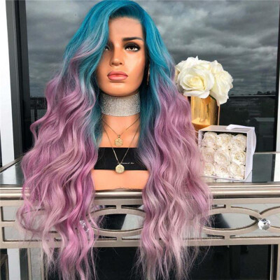 

Tailored Women Long Curly Straight Wavy Synthetic Full Hair Wig Pink Purple Cosplay