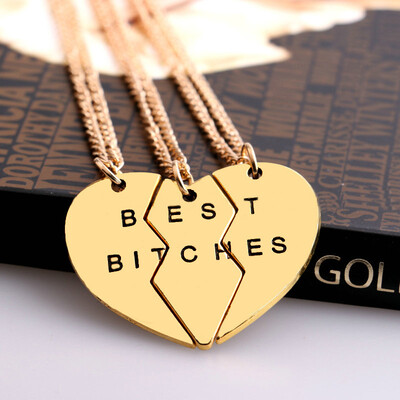 

Hot 1Set Girlfriend Lovers Pendants Necklace Best Friends Letter Heart Shaped Fashion Jewelry