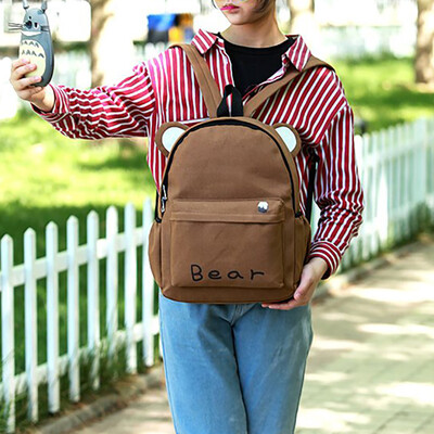 

New Fashion Womens Portable Backpack Casual Wild Cute Rabbit Ear Bear Backpack