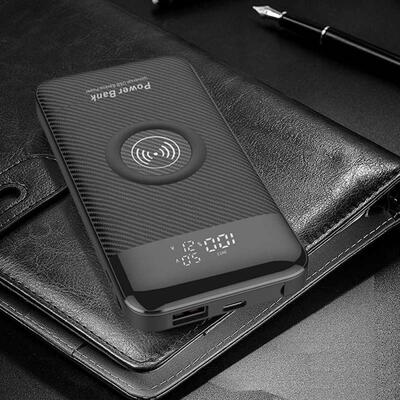 

BP932W 10000mAh Digital Display Power Bank Support Wireless Charging Portable Dual USB Battery Charger Built-in Charger Cable