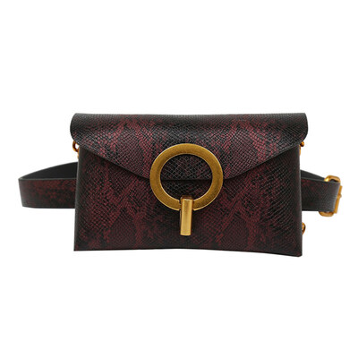 

Snakeskin Print Circle Buckle Women Crossbody Shoulder Bag Waist Fanny Pack
