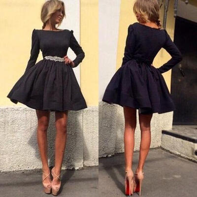 

Sexy Long Sleeve Women Ladies Lace Short Mini Clubwear Party Evening Dress