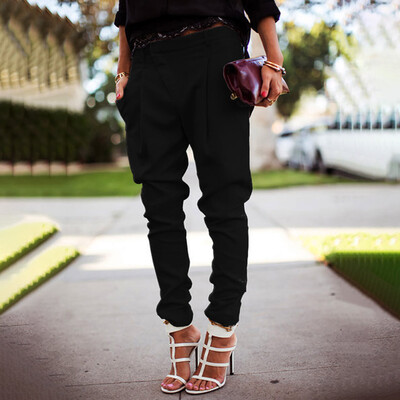 

Tailored Womens Casual Fashion Plus Size Pure Color Pocket Pencil Pants Trousers