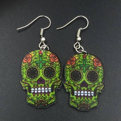 

Drop Flower Skull Head Earrings Acrylic Long Big Dangle Earrings News Women Jewelry Accessories Styles