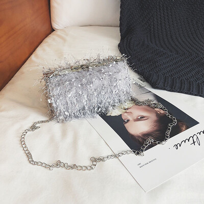 

New personality hairy bag female 2018 new wave Korean fashion cylindrical shoulder bag chin chain messenger bag