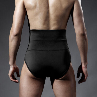 

High Waist Briefs Tummy Control Panties Butt Lifting Underwear Slimming Shaper For Men - Black