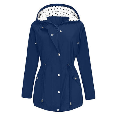 

Roseonmyhand Plus Size Outdoor Waterproof Lightweight Rain Jacket Hooded Raincoat Women Coat