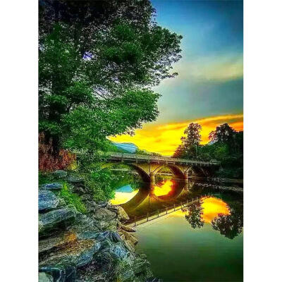 

5D DIY Full Drill Diamond Painting Sunset Bridge Cross Stitch Embroidery