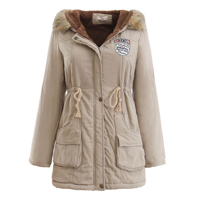 

Toponeto Women Long Coat Fur Collar Hooded Jacket Slim Winter Parka Outwear Coats AGL