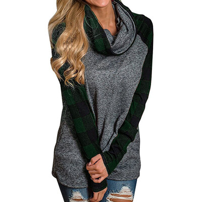 

Nomeni Womens Turtleneck Tops Plaid Shirts Tunic Long Sleeve Pullover Sweatshirt GNL