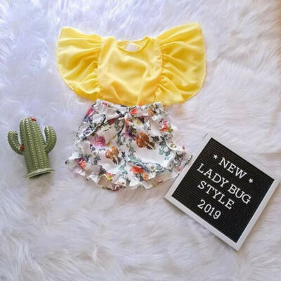 

US Toddler Kid Baby Girl Summer Outfit Clothes T-shirt TopsShort Pants 2PCS Set