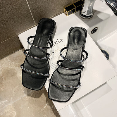 

Temperament little sister bling rhinestone word with sandals&slippers night net red fairy wind thick slippers