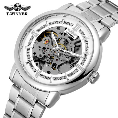 

Gobestart T-WINNER Hollow Luxury Design Business Fashion Mens Steel Belt Mechanical Watch