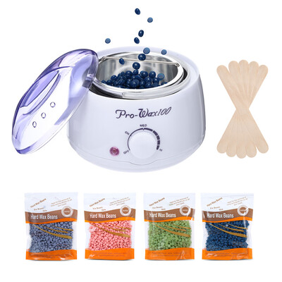 

Hair Removal Electric Wax Warmer Machine Heater with Beans Applicator Sticks Waxing Kit